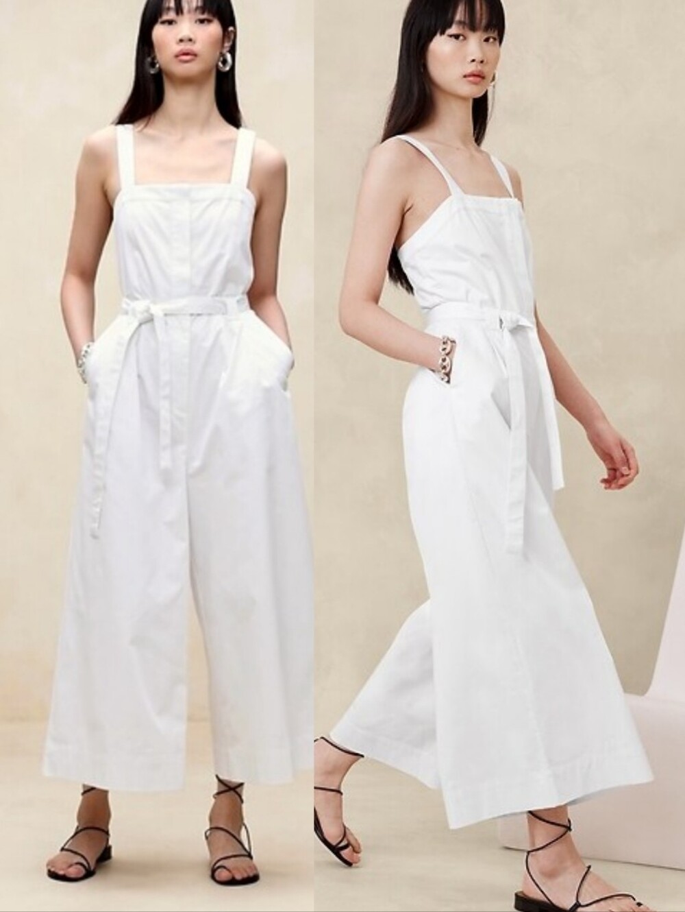 Banana Republic White Cotton Wide-Leg Jumpsuit Size 20 Resort